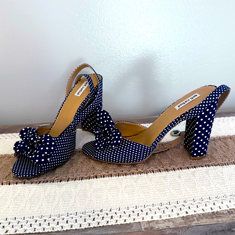 Navy Polk a dot heels